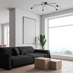 Joker Hand Made Ceiling Lamp In Matt Black With Striking Chrome Detail Featuring 5 Minmalistic Slender Cylinder Shades