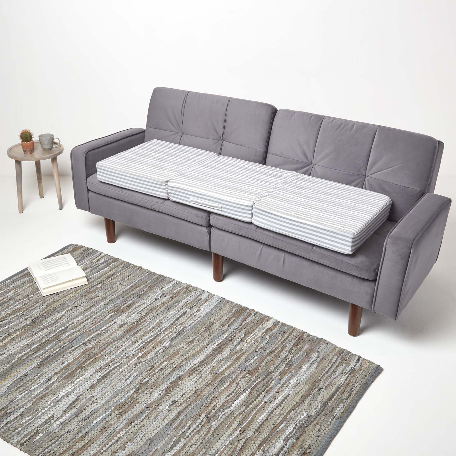 Cotton Orthopaedic Foam 3 Seater Booster Cushion | 50cm x 150cm | Grey & White