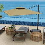 Garden Cantilever Parasol W/ Weighted Base Tilt Crank | Khaki
