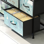 5-drawer Chest Of Drawers, Fabric Dresser With Open Shelf | Blue