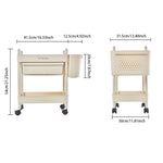 2/3/4-tier Rolling Storage Cart With Lockable Wheels Organizer Trolley With Hanging Baskets & Drawer | Small | Cream