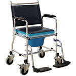 Shower Wheelchair, Commode Wheeled Chair With Padded Seat