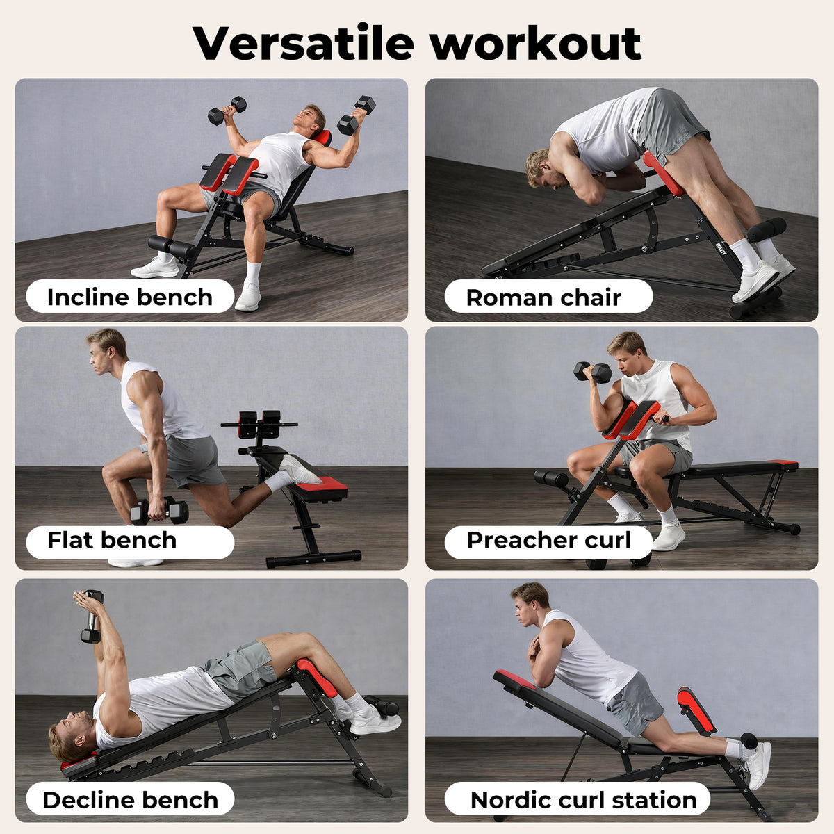 Centra Adjustable Workout Bench Roman Chair 8-position Backrest Home Gym 300kg