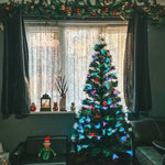 6ft Multicoloured Artificial Christmas Tree W/ Pre-lit Modes Metal Stand | 6ft | Green