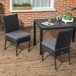 Rattan Garden Chairs W/ Cushion, Wicker Dining Chairs | Set of 2 | Black