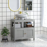 Bathroom Pedestal Under Sink Cabinet With Door | One Size | Gray