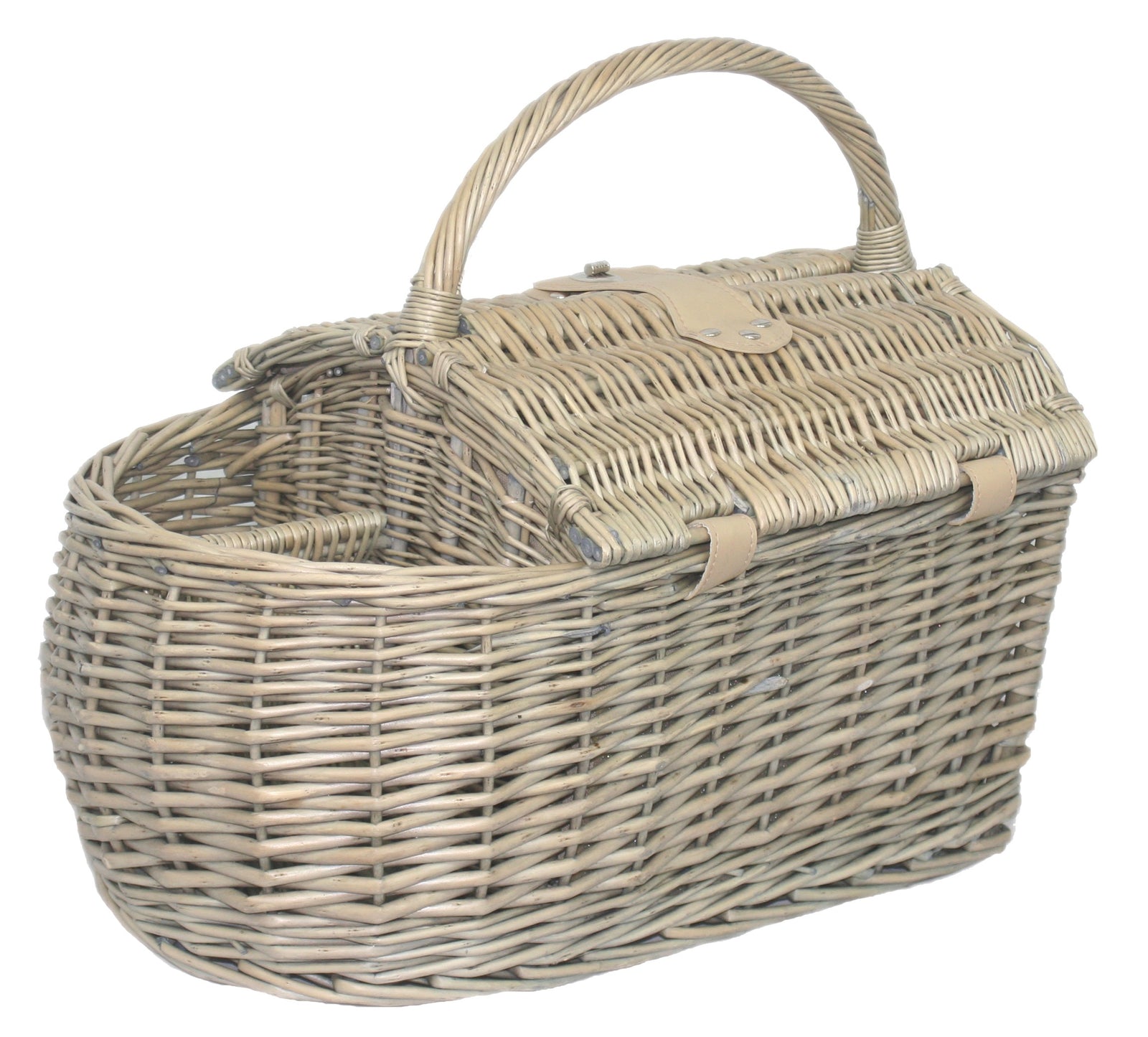 Wicker Boat Shape Fitted Picnic Basket | 2-Person | White