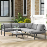 Outsunny Patio Furniture Set Adjustable Backrest L-shaped Dark Grey