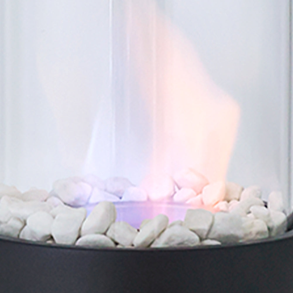 Round Freestanding Tabletop Ventless Ethanol Fireplace With Glass Screen