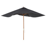 Wooden Garden Parasol Sun Shade Outdoor Umbrella Canopy | Dark Gray