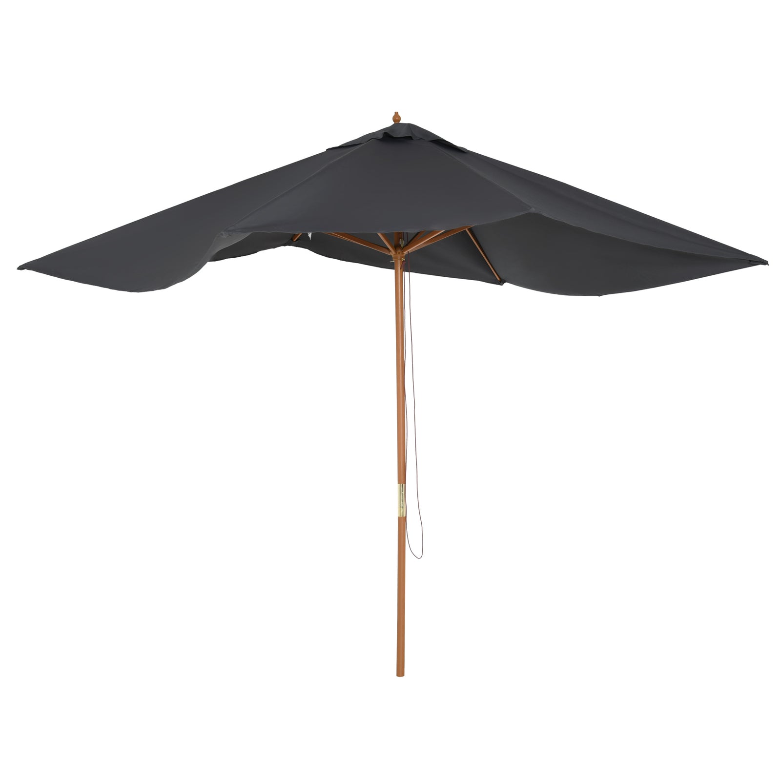 Wooden Garden Parasol Sun Shade Outdoor Umbrella Canopy | Dark Gray