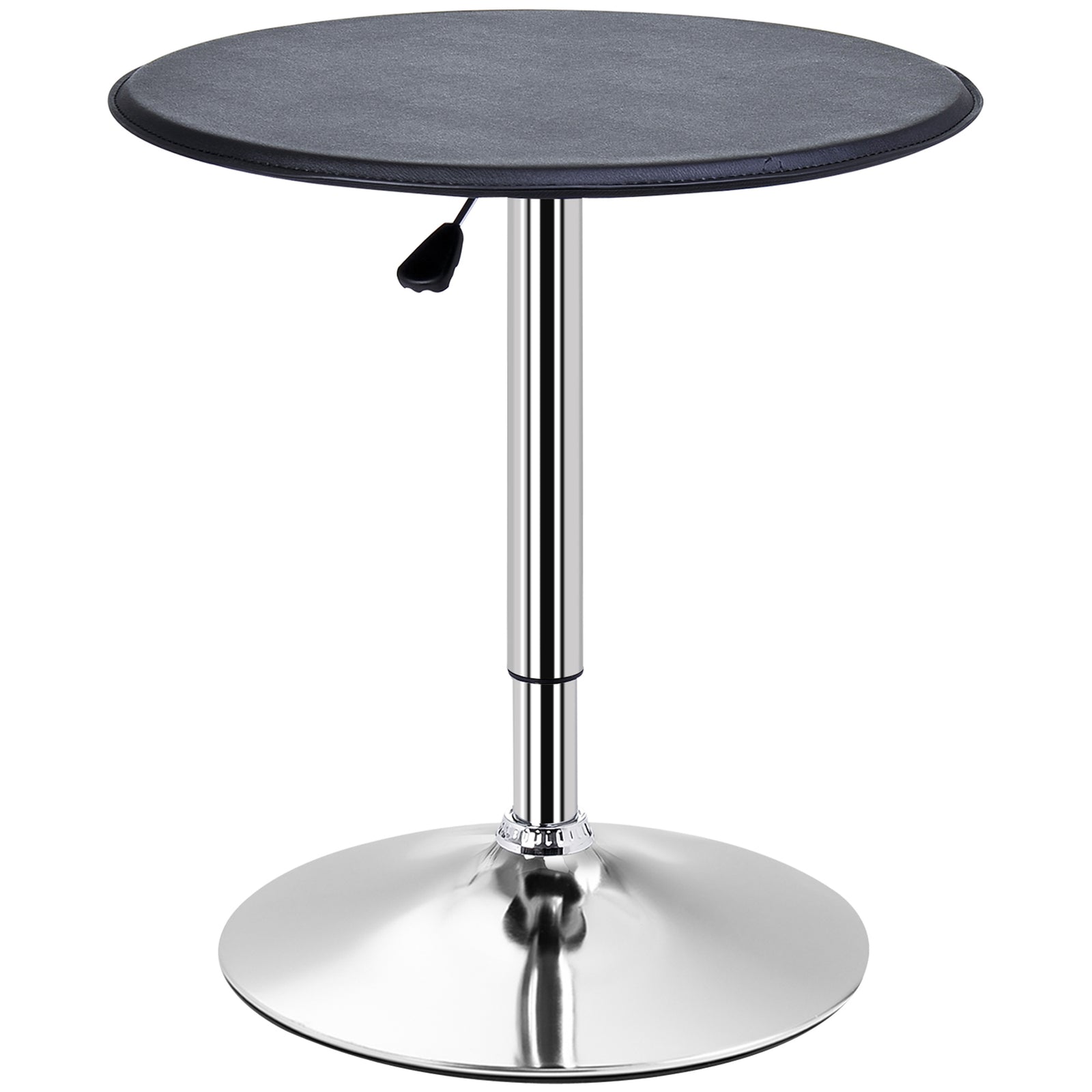 Adjustable Round Bistro Bar Table, Pu Leather Top