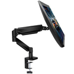 Single & Dual Monitor Arm Desk Mount Gas Spring Bracket 13-32 Inch Screens, Adjustable Stand, Full Motion Tilt Swivel Rotation | Single Monitor Arm | Black