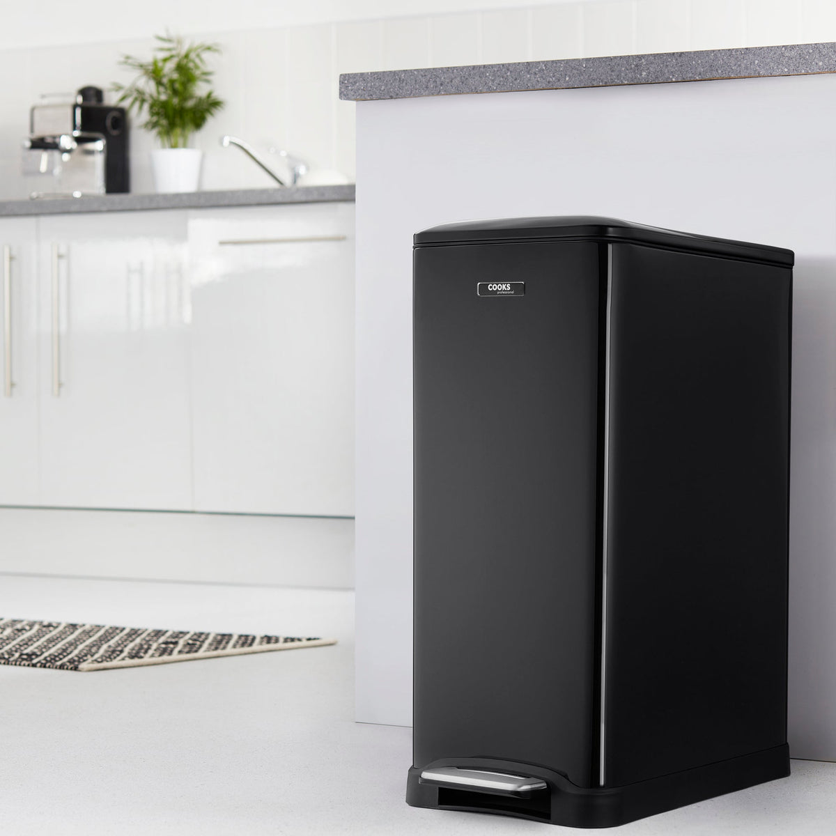 Slimline Dual Compartment Pedal Bin 50l | 50l | Black