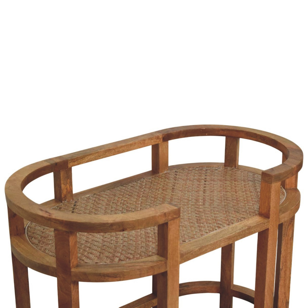 Saffron Rattan Butler Table, Hand-woven Saffron Rattan, 1 Open Shelf, Brown