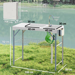 Outsunny Folding Fish Cleaning Table Camping Sink Table With Faucet, White