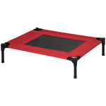 Pawhut Pet Raised Bed Elevated Cool Cot Home Camping Basket Breathable M Red