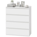 HOMCOM Chest Of Drawers, 4 Drawer Storage Cabinet Unit For Bedroom, White