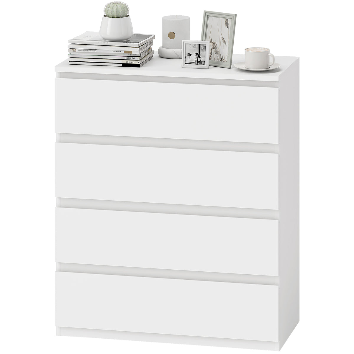 HOMCOM Chest Of Drawers, 4 Drawer Storage Cabinet Unit For Bedroom, White