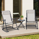 3 Piece Outdoor Rocking Set, 2 Chairs & Table | Beige