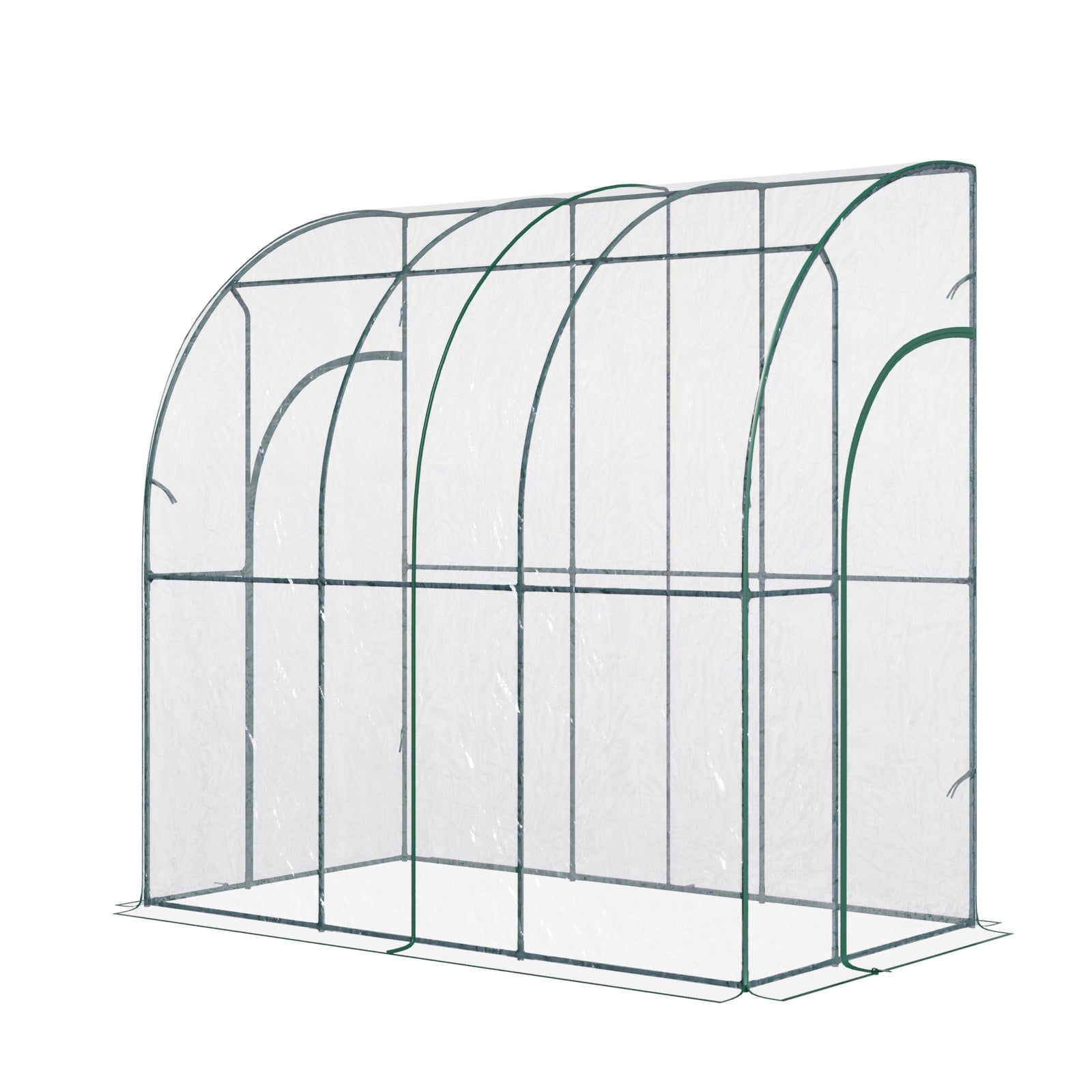 214x118x212cm Walk-in Lean-to Greenhouse