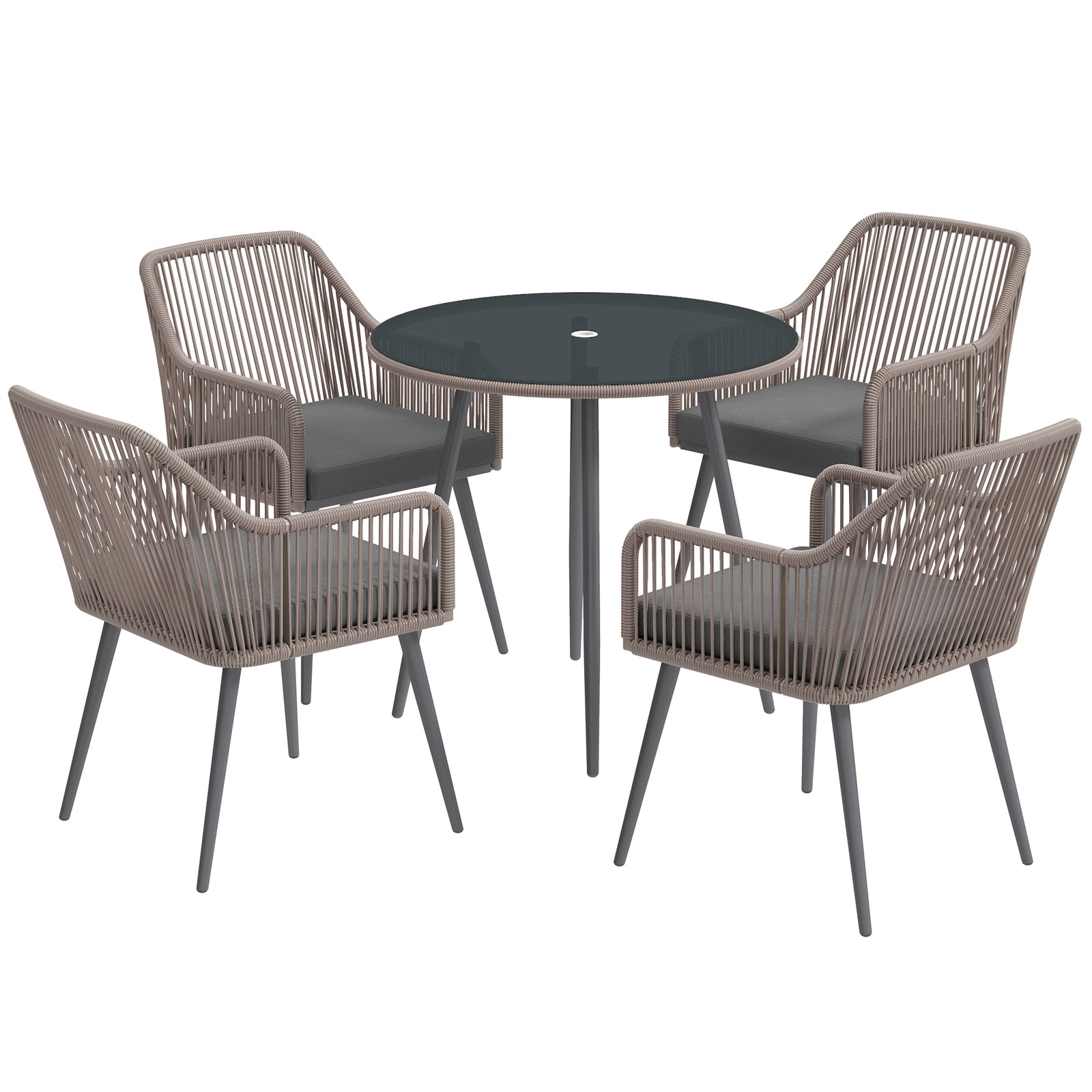 Rattan Dining Set, 4 Seater Rattan Garden Furniture