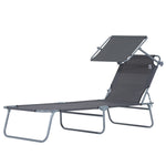 Reclining Sun Lounger Folding Recliner Garden Chair | Set of 1 | Dark Gray