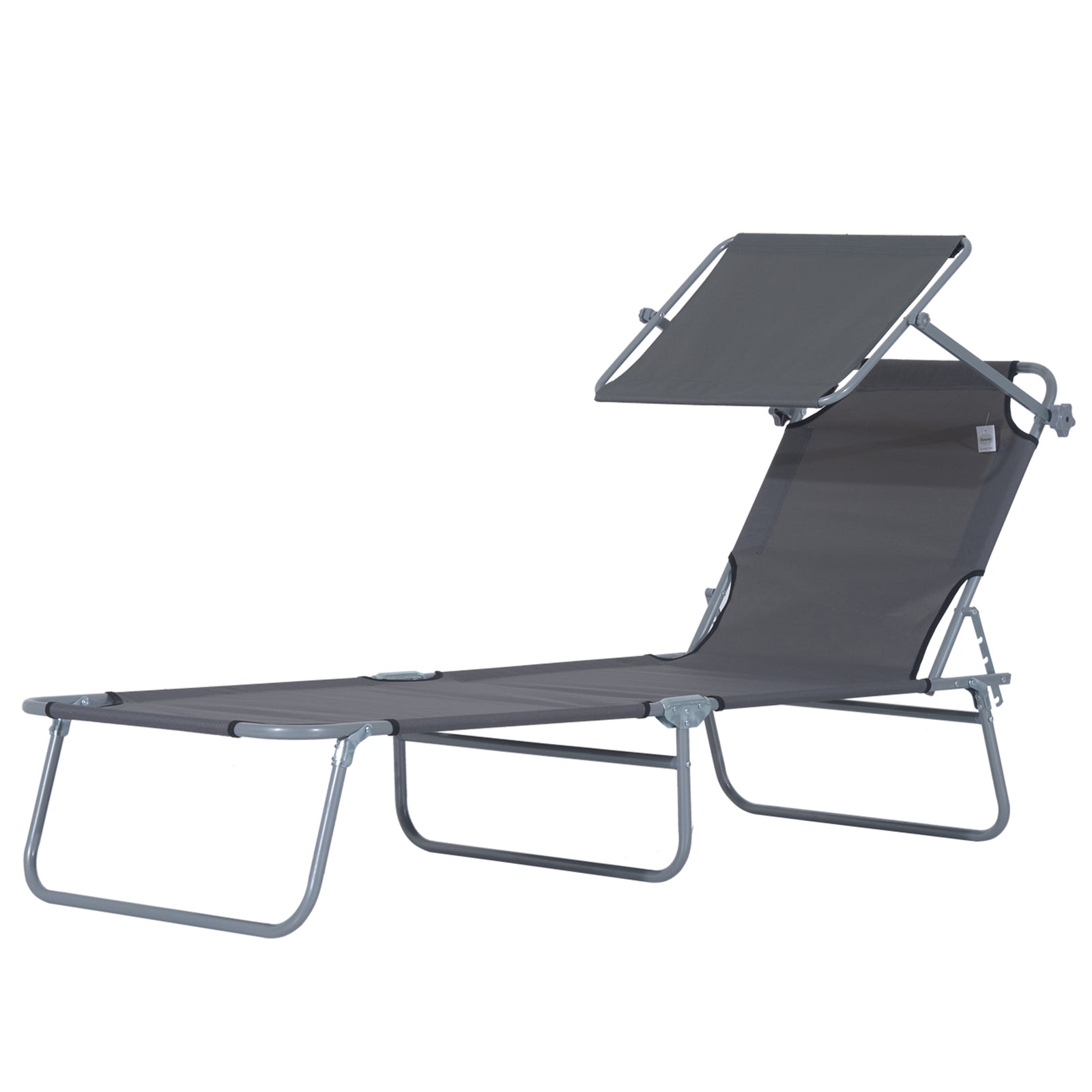 Reclining Sun Lounger Folding Recliner Garden Chair | Set of 1 | Dark Gray
