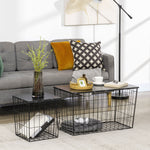 HOMCOM Coffee Table Set Of 2, Faux Marble Top, Storage