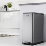 Slimline Dual Compartment Pedal Bin 50l | 50l | Silver