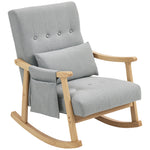 Modern High Back Rocking Chair With Solid Wood Legs | Light Grey