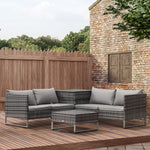 4pcs Patio Rattan Sofa Garden Furniture Set W/ Table | Gray