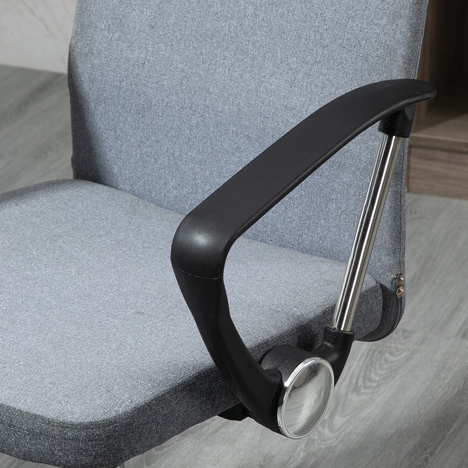 Linen Office Chair Swivel Rocker Grey
