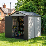 6x8 Ft Plastic Outdoor Garden Storage Shed | Black