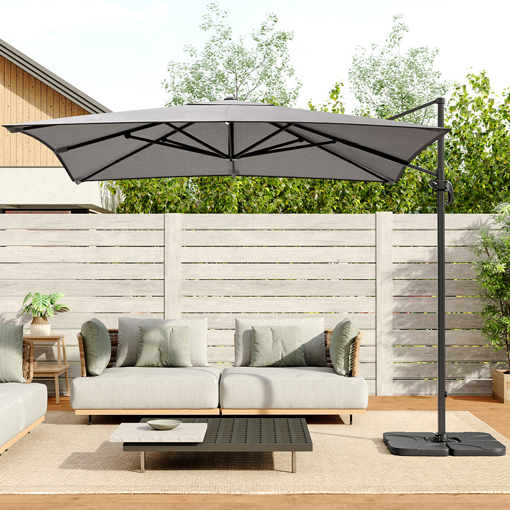 2.5m Cantilever Parasol With Hdpe Base | One Size | Light Grey