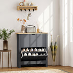 12-shoe Storage Cabinet 4 Shelves 2 Drawers Tabletop | Charcoal Grey