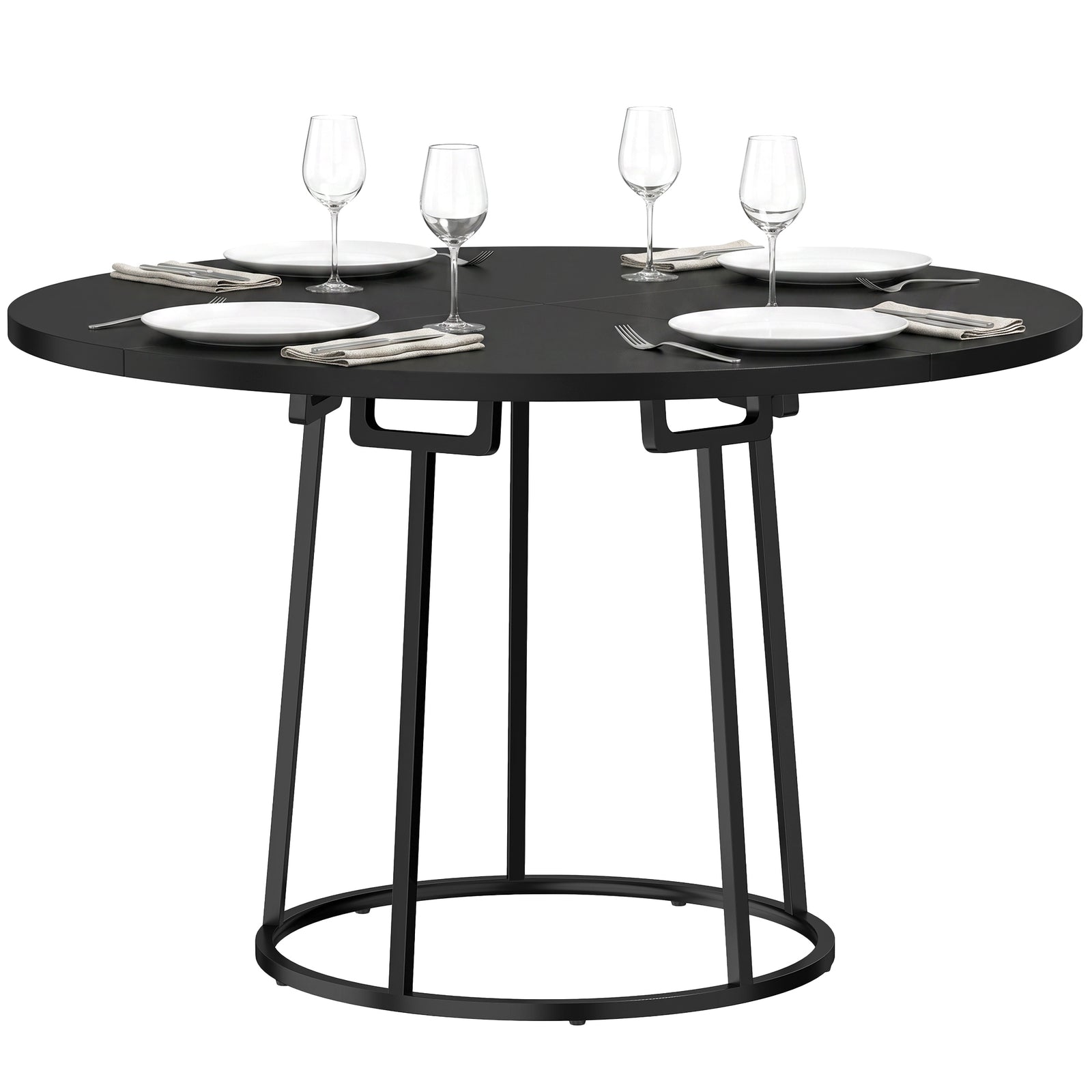 Round Dining Table For 4-6 Space Saving 120 Cm | Black