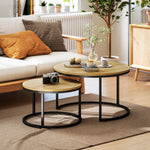 2 Pcs Stacking Coffee Table Set With Steel Frame | Natural
