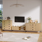 Tv Stand Cabinet With Sliding Door, Natural