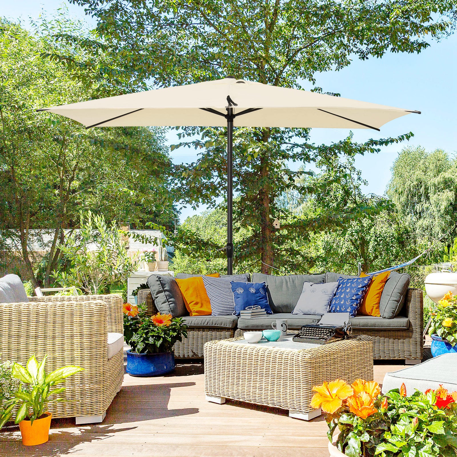 2.58m Aluminium Garden Parasol Sun Umbrella | Beige