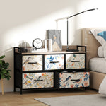 5-drawer Chest Of Drawers, Fabric Dresser With Open Shelf | White