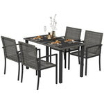 4 Seater Rattan Garden Furniture Set W/ Tempered Glass Top | Dark Gray