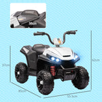 12v Kids Electric Quad Bike W/ Spring Suspension, Forward, Backward | White
