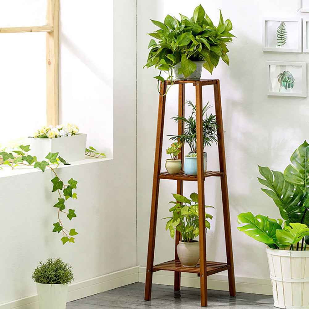 Vintage 3-tier Solid Wood Plant Stand Indoor Plant Display Shelf Rustic Wooden Flower Holder