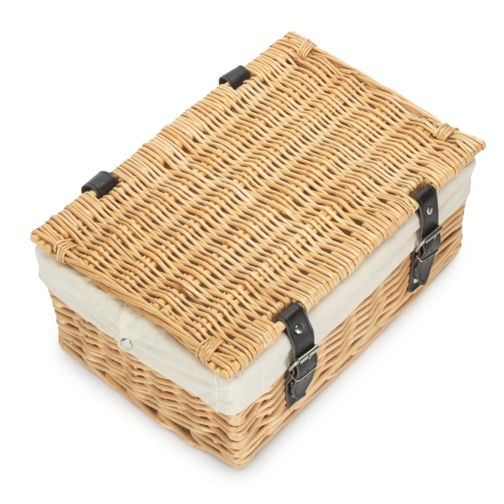 36cm Buff Wicker Empty Picnic Basket | One Size | White
