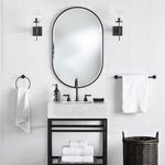 40x70cm Modern Oval Wall Mirror Metal Wall Mirror | Black