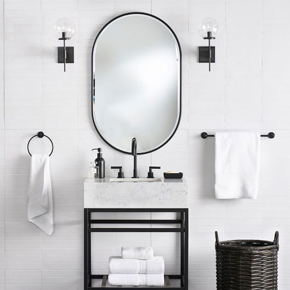 40x70cm Modern Oval Wall Mirror Metal Wall Mirror | Black