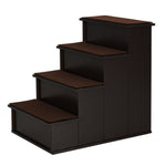 4 Step Wooden Dog Steps Pet Stairs Cat Ladder For Bed Couch | Brown