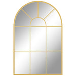 Arched Window Wall Mirror For Living Room Bedroom, 91x60cm | Gold
