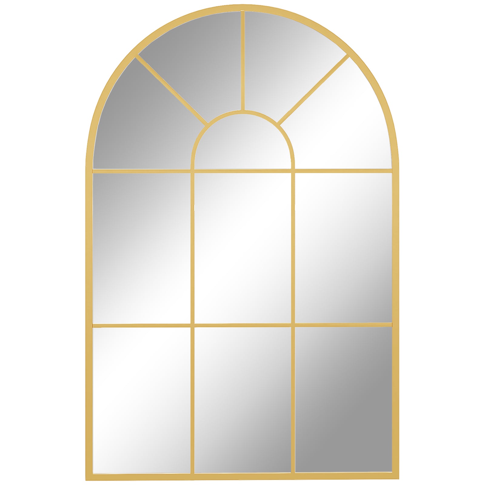 Arched Window Wall Mirror For Living Room Bedroom, 91x60cm | Gold